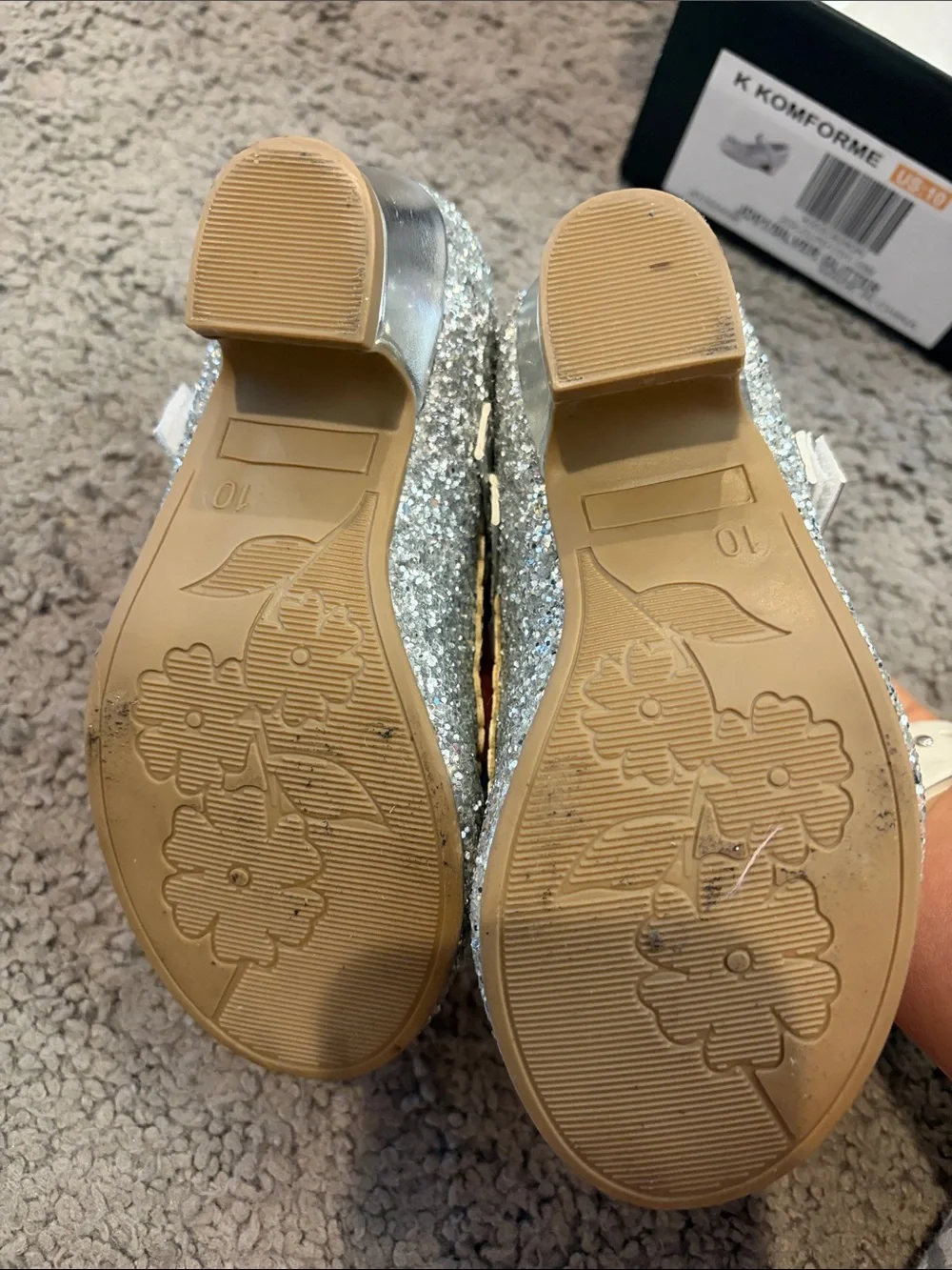 Nina Silver Glitter Bow Mary Jane Shoes for Girls